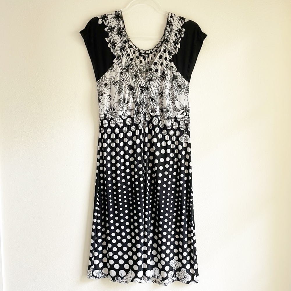 Stella Morgan black and white polka dot dress - size L
